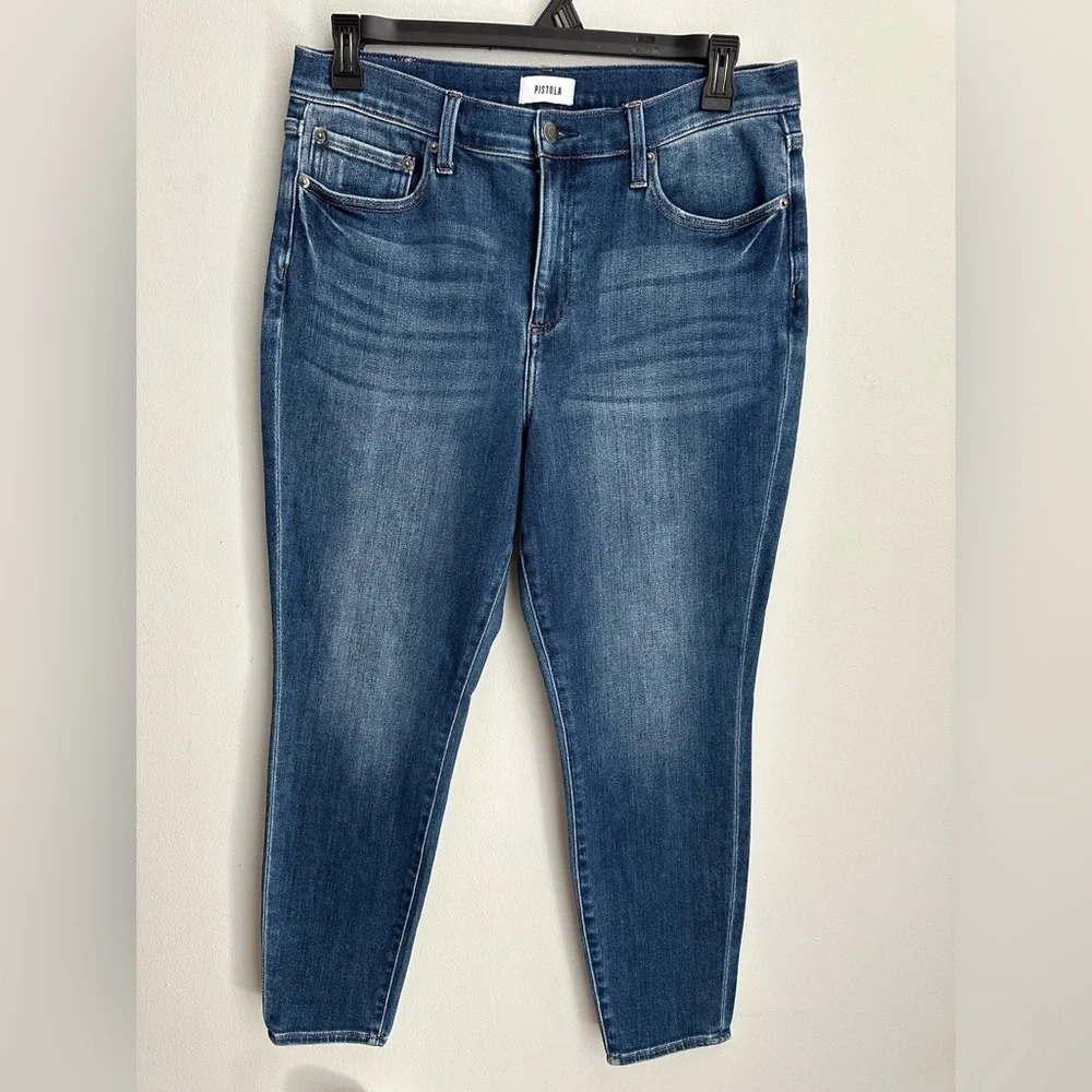Pistola Aline High Rise Skinny Jeans Medium Wash Blue Stretch Sz 32